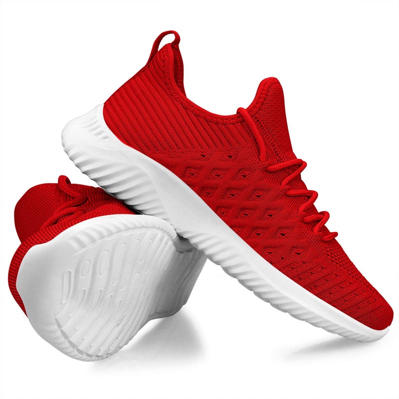 Feethit Womens Slip On Walking Shoes Non Slip Running Shoes Breathable Workout Shoes Lightweight Gym Sneakers Red Size 7.5 - Image 5